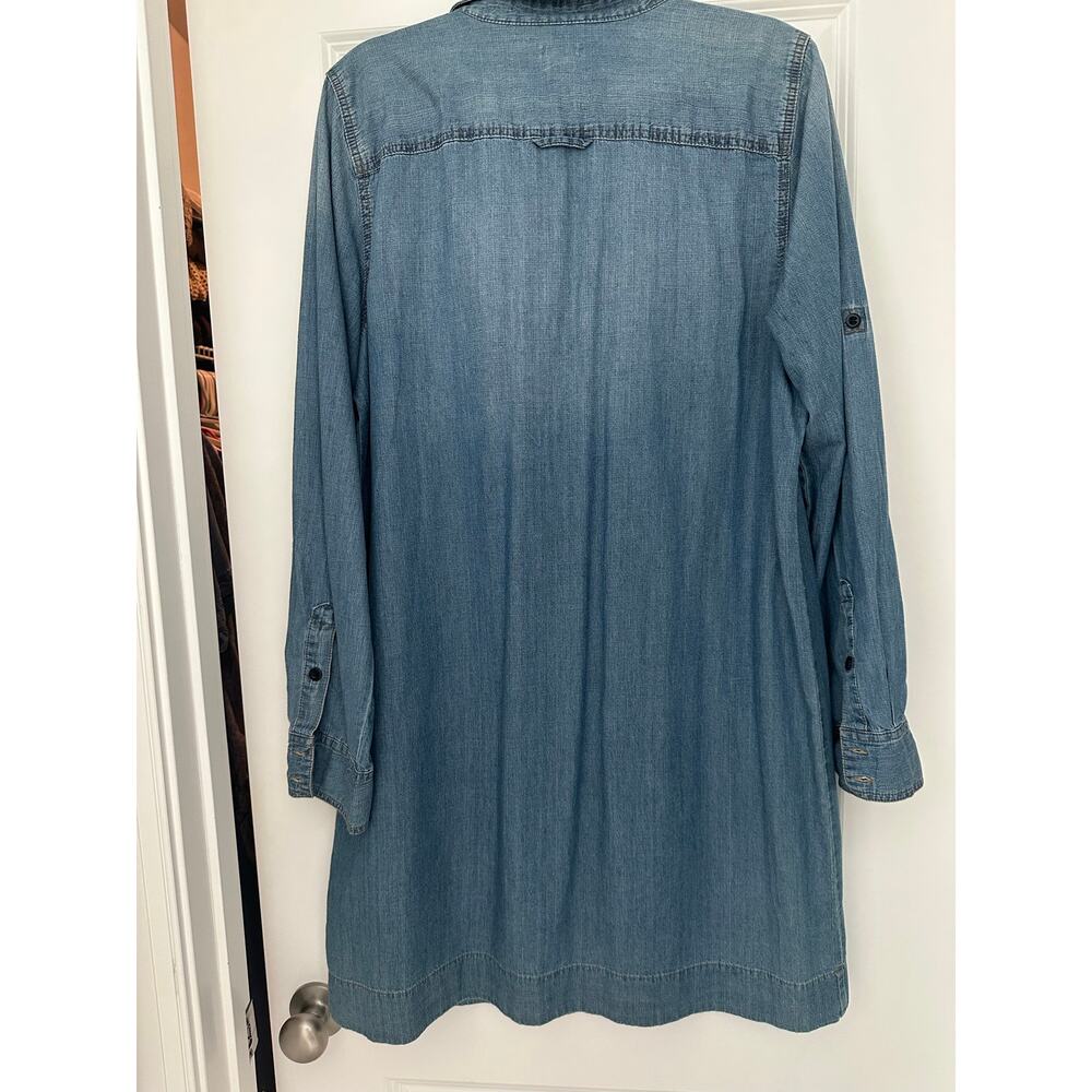 J.Crew Women’s Size 12 Chambray Denim Shirt Dress Tunic Blue Preppy Casual - Picture 5 of 8